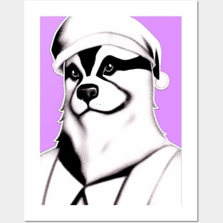 Raccoon in The Santa Hat Posters and Art